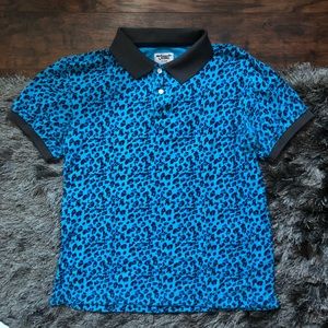 Scout Blue Cheetah Print Short Sleeve Polo Shirt